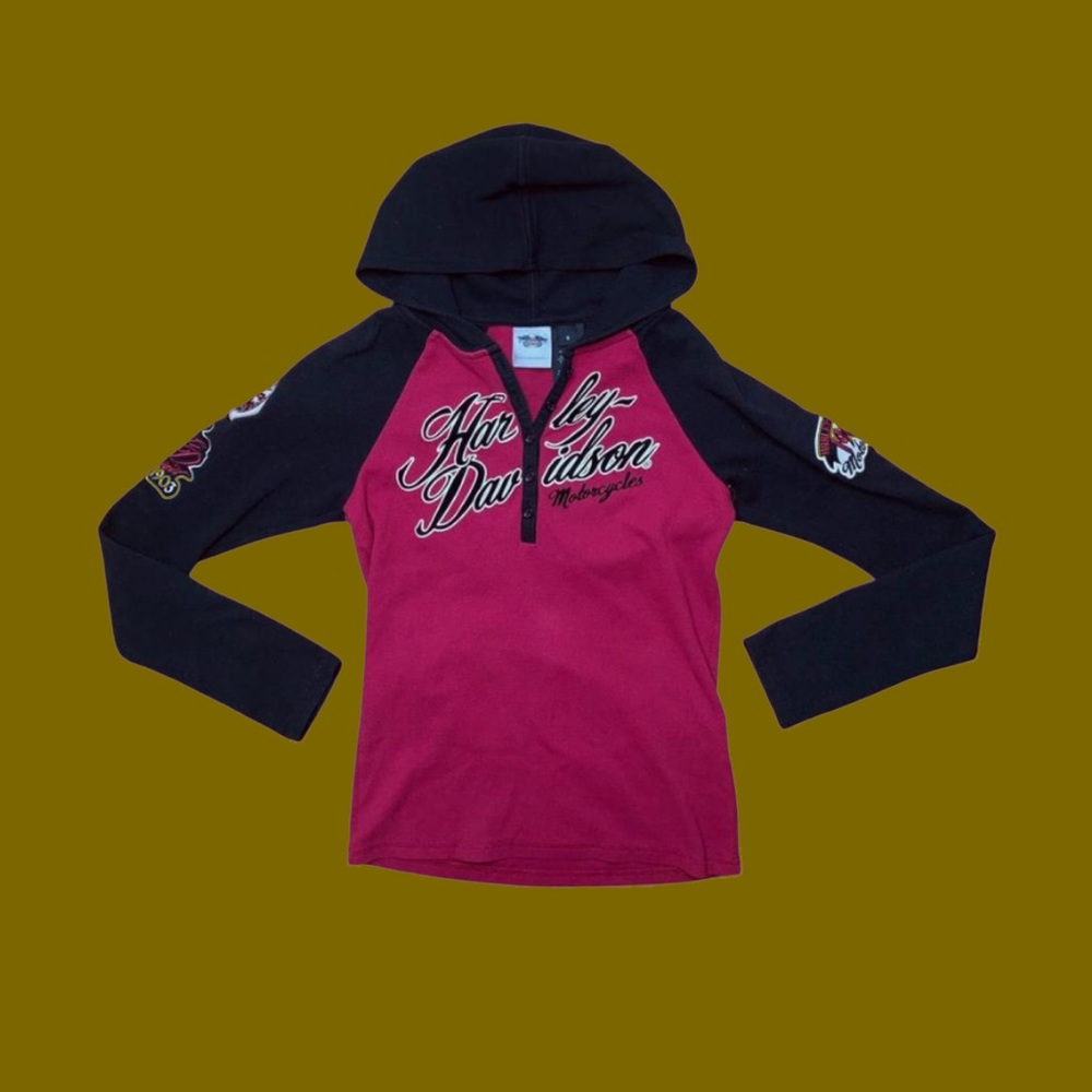 Harley Davidson Waffle Knit Long Sleeve Hoodie